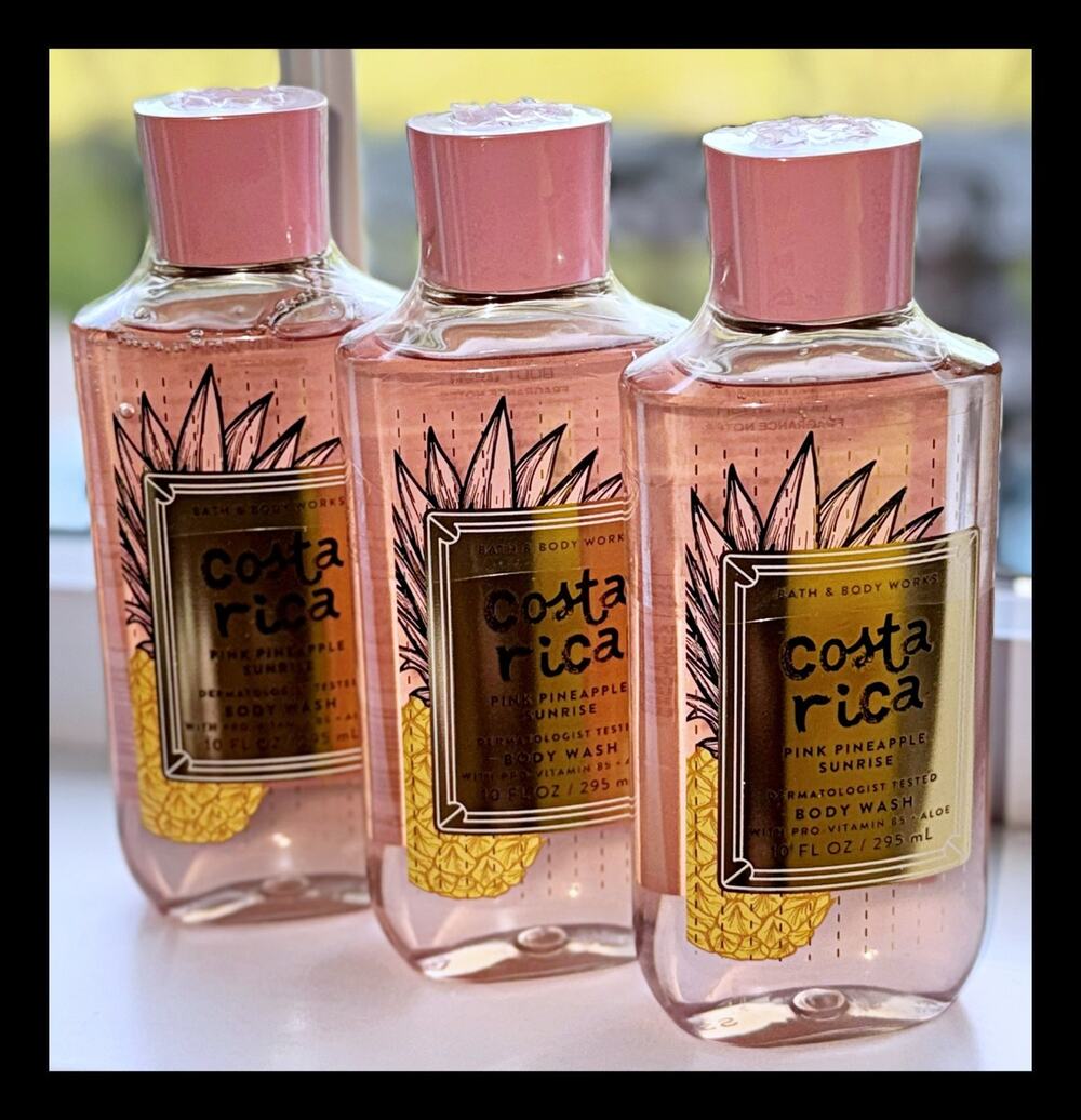 Bath & Body Works Costa Rica Pink Pineapple 10oz Shower Gel Body Wash Aloe B5 x3